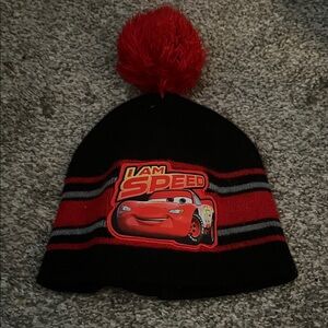 Disney Cars Black and Red Pom Beanie